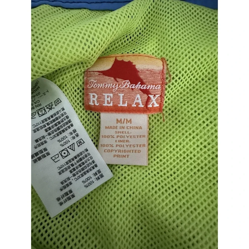 Tommy Bahama Relax Swim‎ Trunks Mens Medium Blue Cocktail Print Mesh Liner Beach